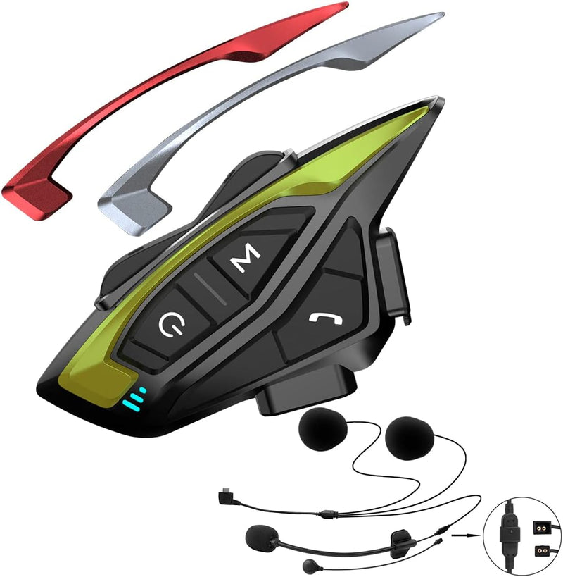 QSPORTPEAK Motorrad Bluetooth Headset,Shark08 Intercom Motorrad bis zu 8 Motorräder mit Reichweite v