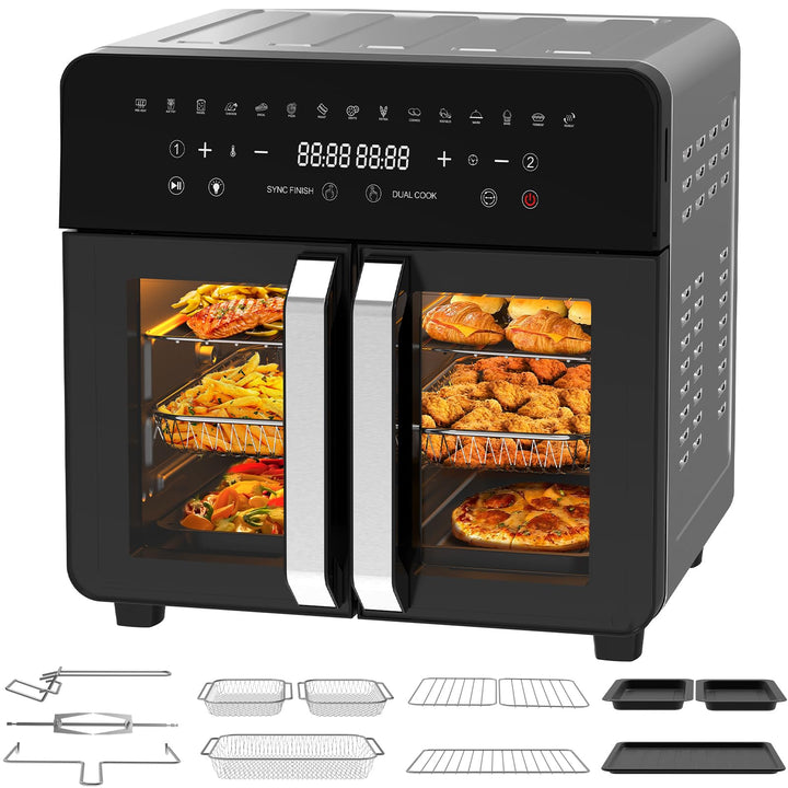 Heissluftfritteuse Dual Zone 23L - XXL Airfryer mit herausnehmbarem Trenner, Heissluftfritteuse mit
