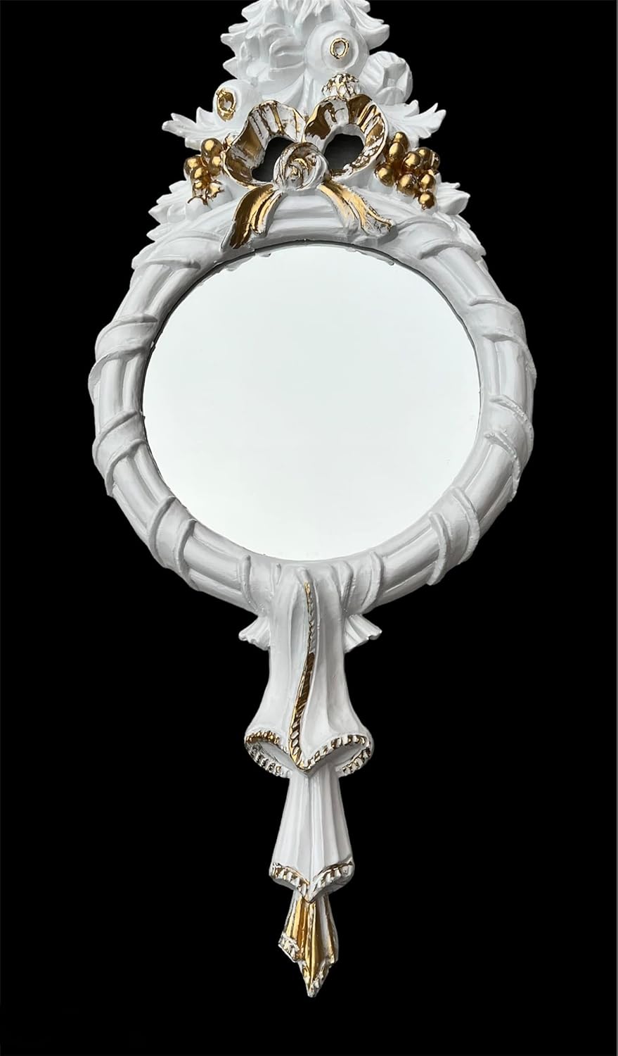 Barock Spiegel Weiss Gold Rund Italienische Wandspiegel Antik 62x24 Modern Deko Dekorativer Wanddeko