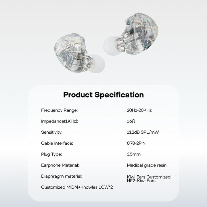LINSOUL Kiwi Ears Orchestra Lite Performance Custom 8BA In-Ear Monitor IEM mit abnehmbarem 4-adrigem