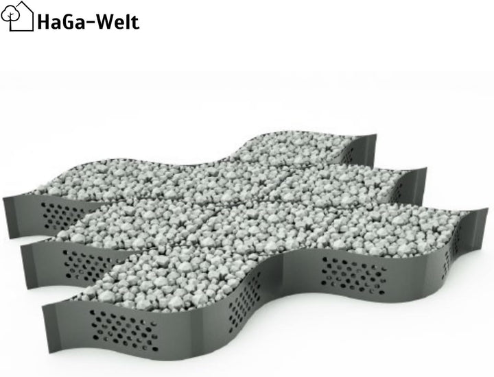 HaGa® Geogitter 6,5 m x 2,5 m x 10 cm = 16,25 m² | Bodenverstärkung - Kiesgitter für stabilen Boden