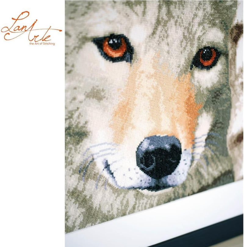 Lanarte Zählmusterpackung Wolf Zählstoff Kreuzstichpackung, Baumwolle, Mehrfarbig, 35 x 35 x 0.3 cm,