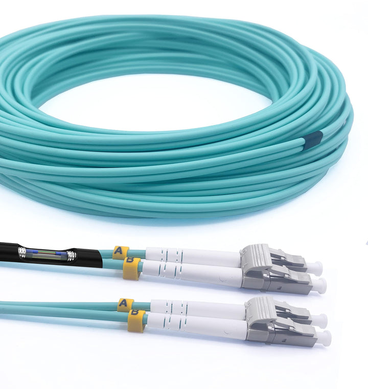 Elfcam® Glasfaserkabel aus Stahl, geschirmt, LC/UPC auf LC/UPC OM3 Multimode Duplex, 50/125 um (35 m