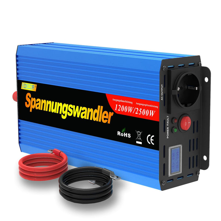 EDECOA Spannungswandler 1200w wechselrichter 12v auf 230v Spannungswandler modifizierter 12v 230 mit