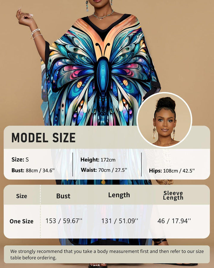 Bsubseach Damen Casual Beach Kaftan Kleid Kurzarm Loungewear Caftan Strandkleid Blau 1, Blau 1