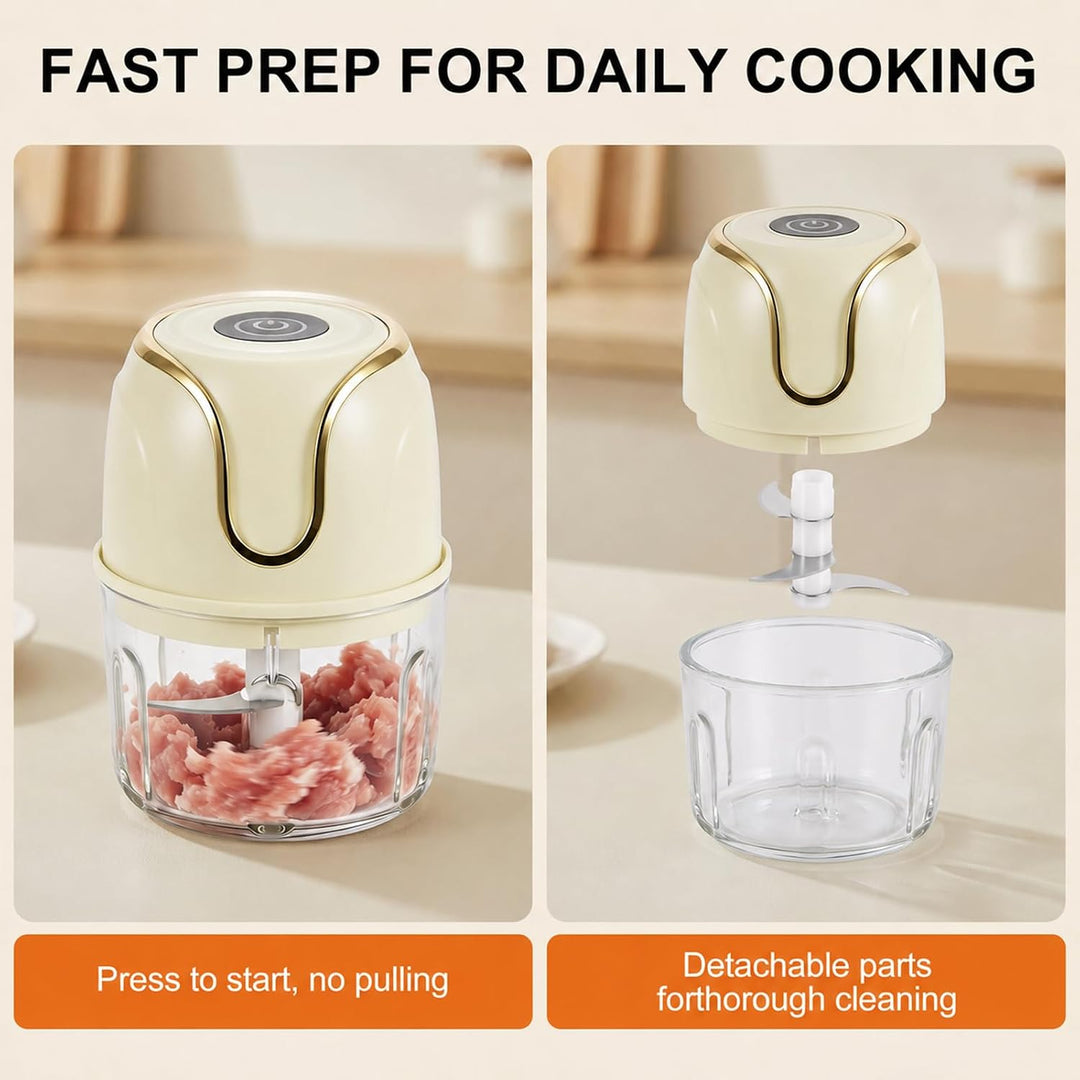 Zwiebel Zerkleinerer, Zerkleinerer Elektrisch Küche 350ml Kleiner Mixer 3 Edelstahlklingen Zerkleine