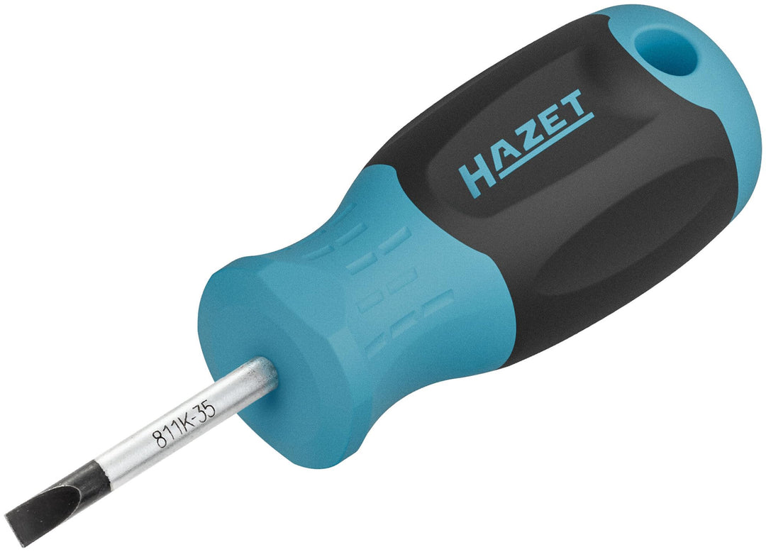 HAZET Schraubendreher 811K-35, SW 0,6 x 3,5 mm Schlitzprofil, Rutschfester 3-Komponenten-Griff, Rund