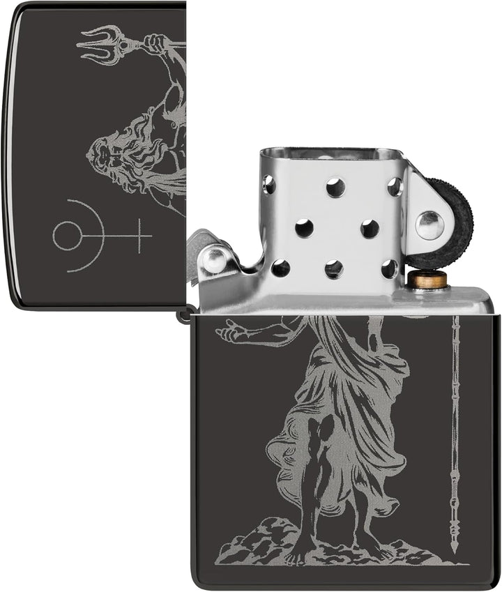 Zippo Sturmfeuerzeug - God Pluto, High Polish Black, Photo Image - Nachfüllbar - Wiederverwendbar -
