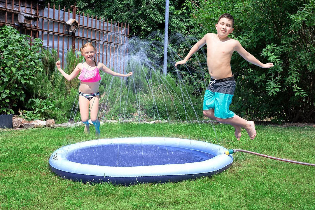 infactory Sprinklerpool: 2er-Set Wasser-Spielmatte für Kinder & Hunde, Schlauchanschluss, PVC (Sprit