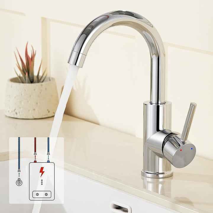 Auralum Küchenarmatur Niederdruck Armatur Küche/Bad, 360°Drehbar Wasserhahn Küche Niederdruck mit 3