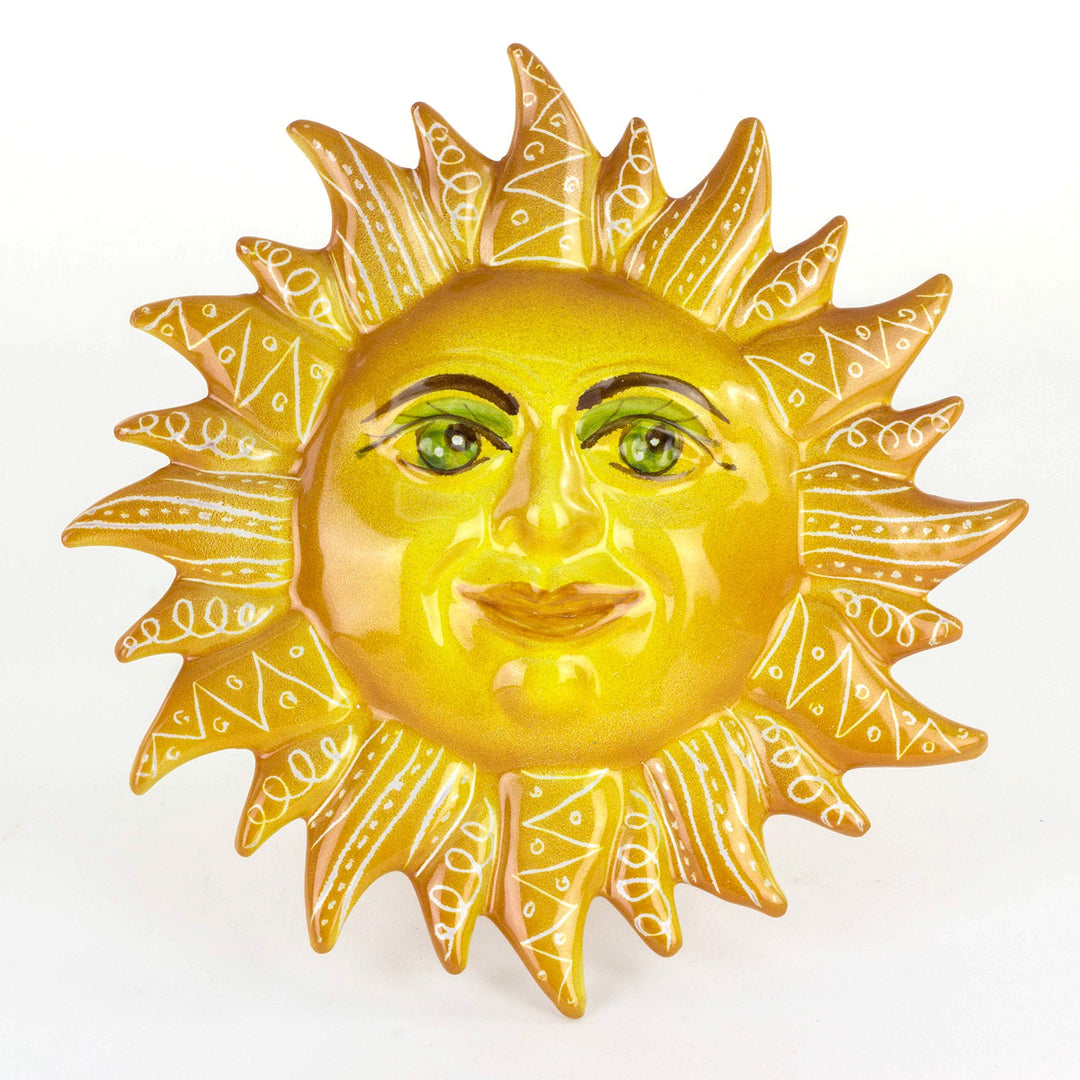 Ceramiche Azzaro & Romano Caltagirone Sizilianische Sonne zum Aufhängen, Durchmesser 21 cm, handgefe