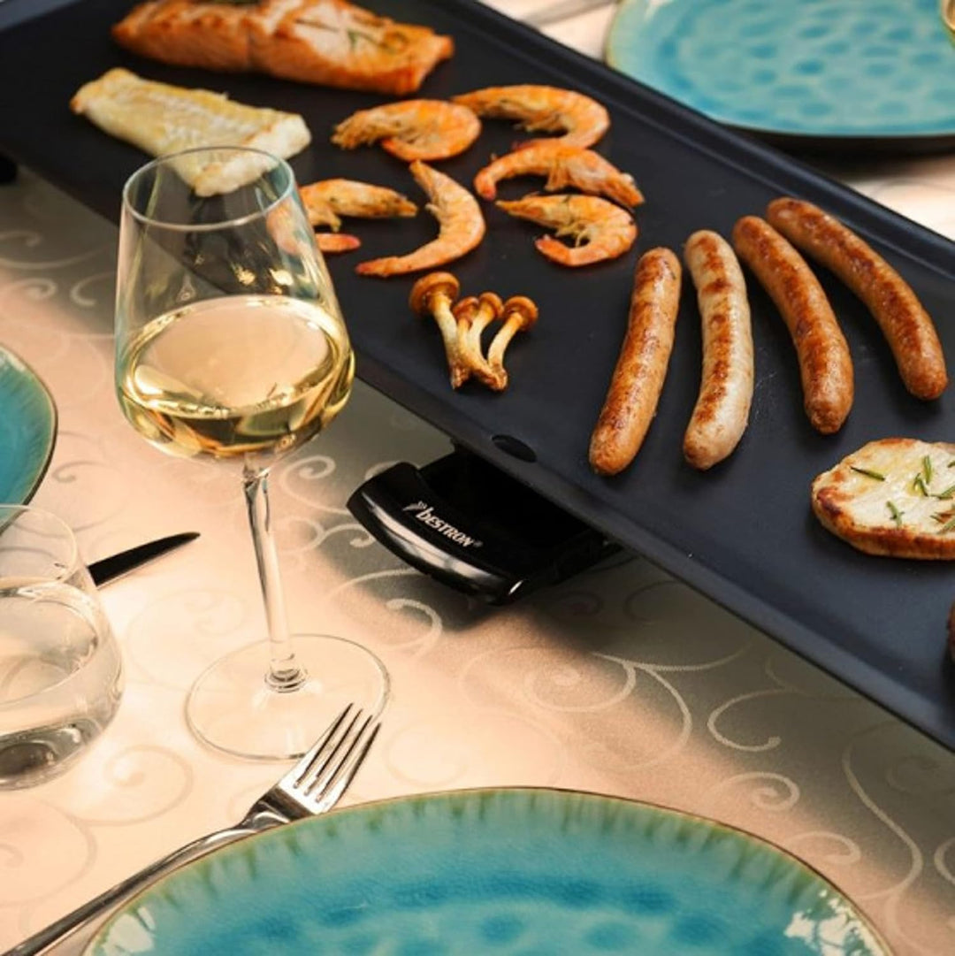 Bestron elektrischer Tischgrill, XXL Plancha-/Teppanyaki-Grillplatte mit Antihaftbeschichtung, Grill