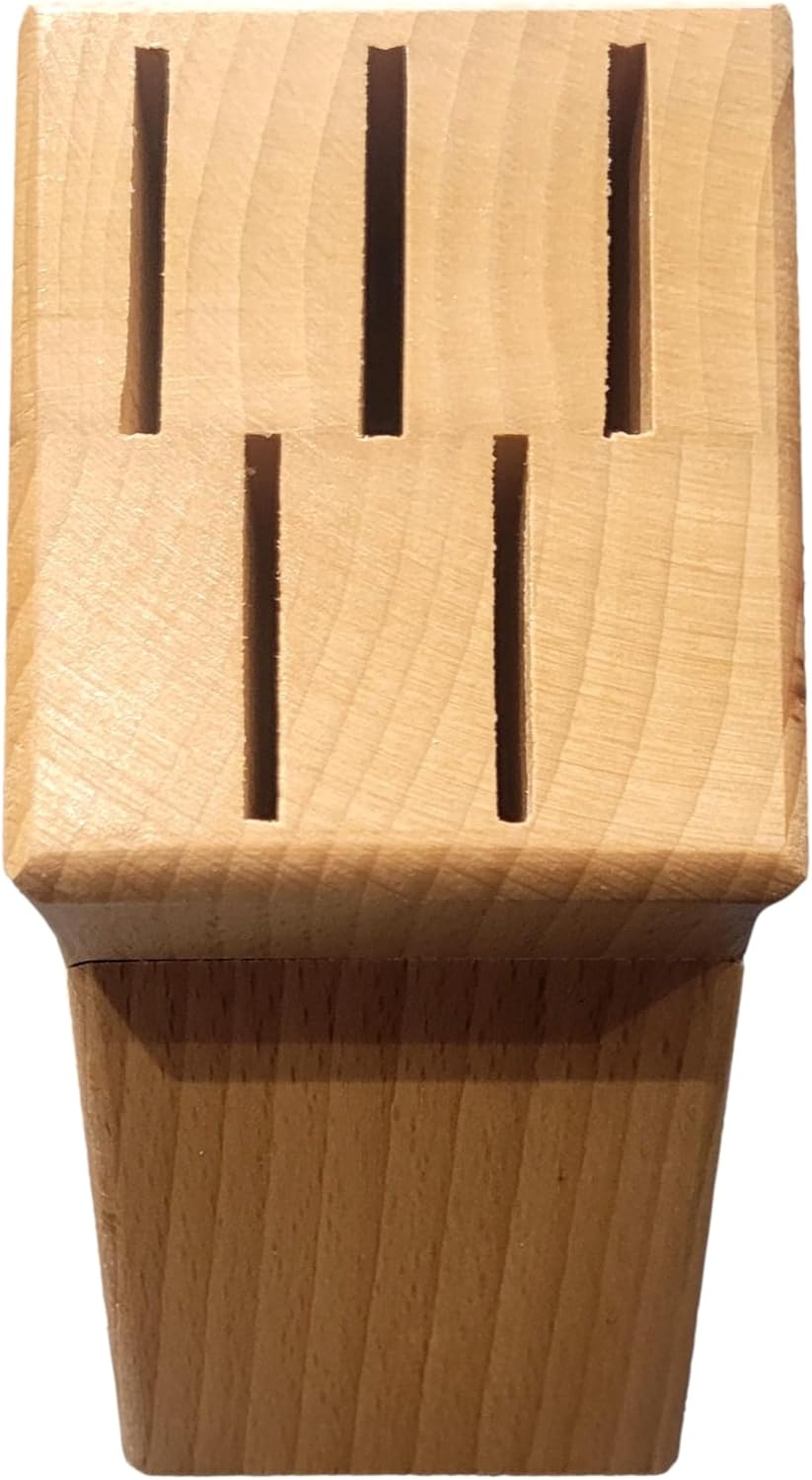 Wooden World - Küchenmesserblock aus Holz für 5 Klingen – Natürlicher, ökologischer Organizer für Me