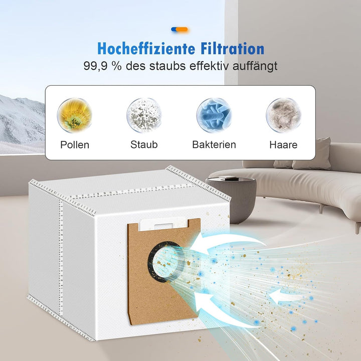 10 Stück Staubbeutel für Eufy Saugroboter 3-in-1 E20, Grosse Kapazität Vliesstoffe Staubsaugerbeutel