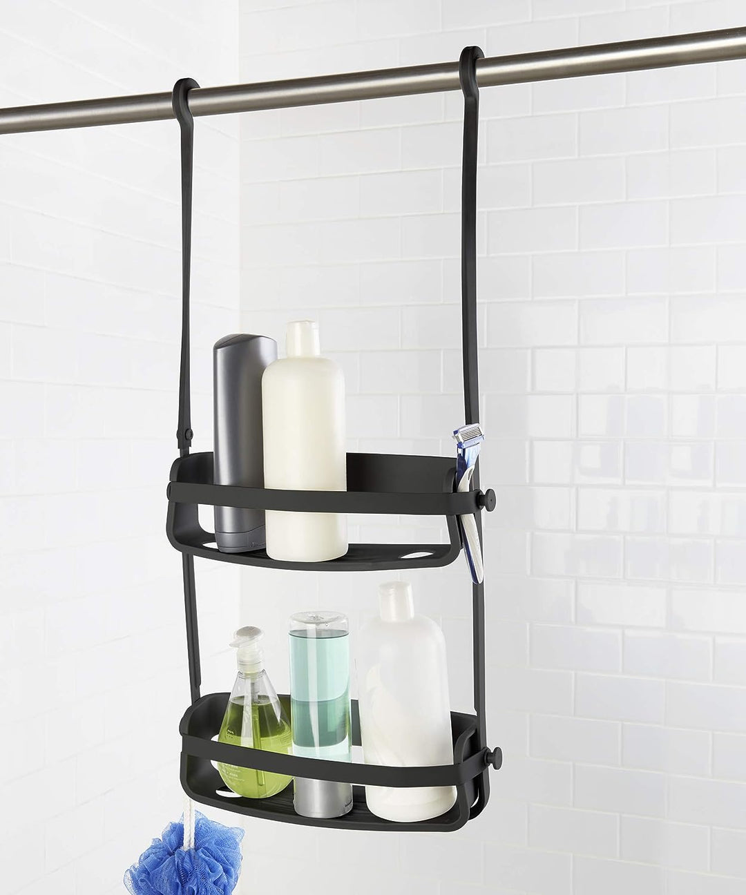 Umbra Flex Duschablage, Duschregal, Duschcaddy, Duschdiener, Schwarz Schwarz Duschablage mit 2 Fäche