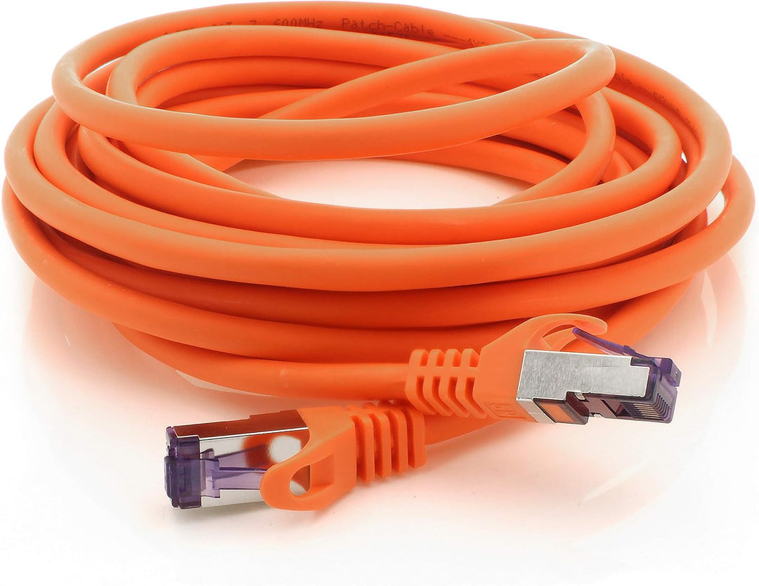 1aTTack.de Cat.7 Netzwerkkabel 10m - Orange - 5 Stück - Cat7 Patchkabel (SFTP/PIMF/LSZH) Rohkabel 10