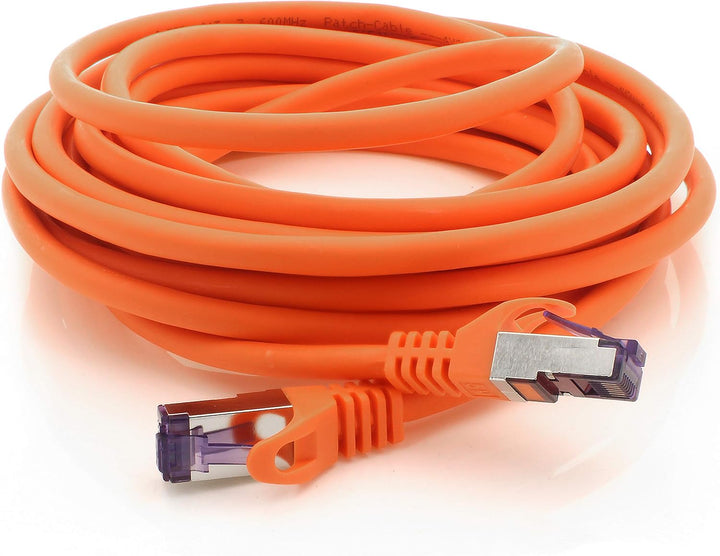 1aTTack.de Cat.7 Netzwerkkabel 10m - Orange - 5 Stück - Cat7 Patchkabel (SFTP/PIMF/LSZH) Rohkabel 10