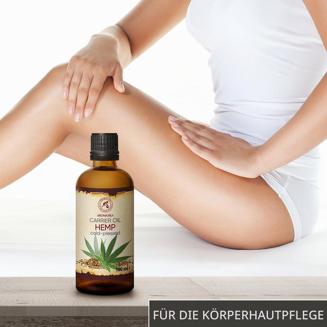 Hanföl 100ml - Kaltgepresst - Reines &amp; Natürlich - Glasflasche - Hanf Öl - Basisöl - Hanfsamenöl - I