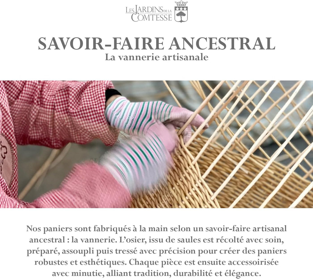 Les Jardins de la Comtesse - Picknickkorb Champs-Elysées aus Weidengeflecht und echtem Leder - Dunke