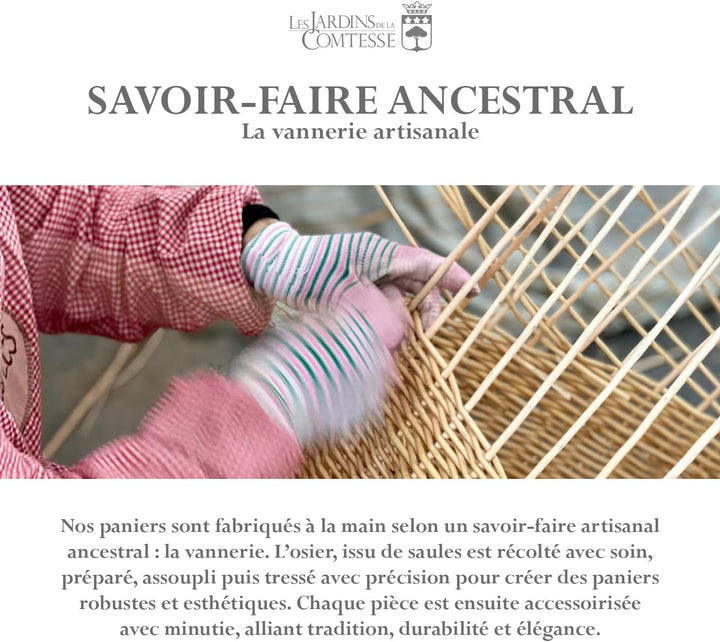 Les Jardins de la Comtesse - Picknickkorb Champs-Elysées aus Weidengeflecht und echtem Leder - Dunke