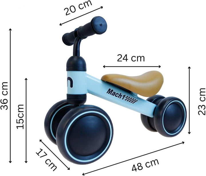 Mach1 Mini Kinder Kleinkinder Laufrad | von 1-3 Jahre | 4 weiche leise Räder | Lauflernrad Kinderlau