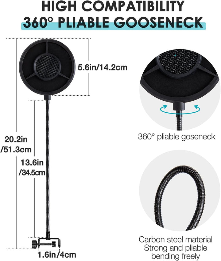 YOUSHARES 6-Lagen Popschutz für K688 – Mikrofon Pop Filter Schallschutz kompatibel mit Fifine K688,