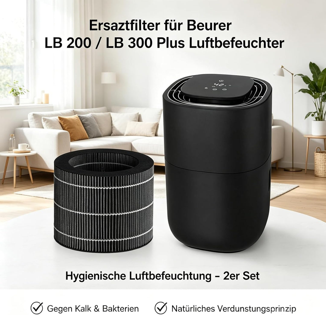 LB 200 und LB 300 Plus Ersatzfilter für Beurer LB 200 / LB 300 Plus Luftbefeuchter - 2 Stück Verduns