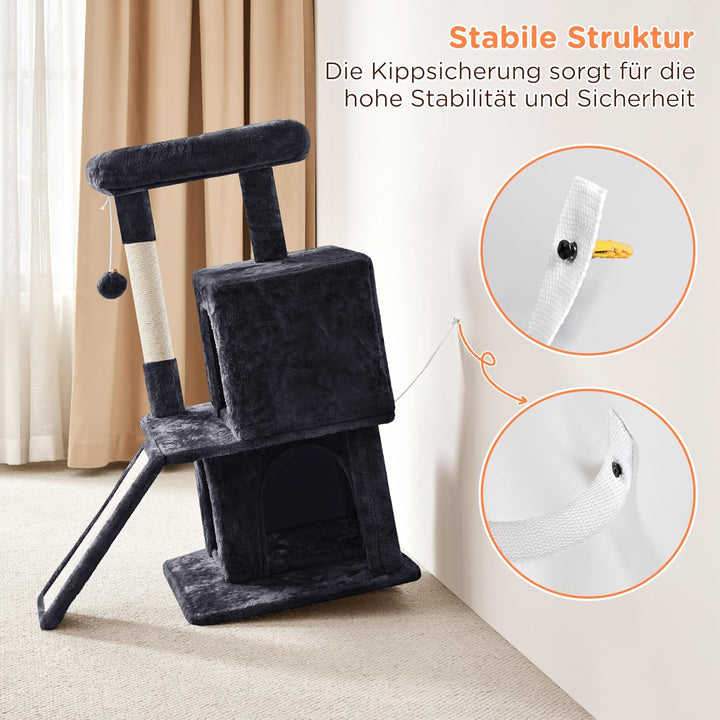Yaheetech 91 cm Kratzbaum stabil Katzenbaum mit grosser Plattform schwarz | FSC-zertifizierte Spanpl