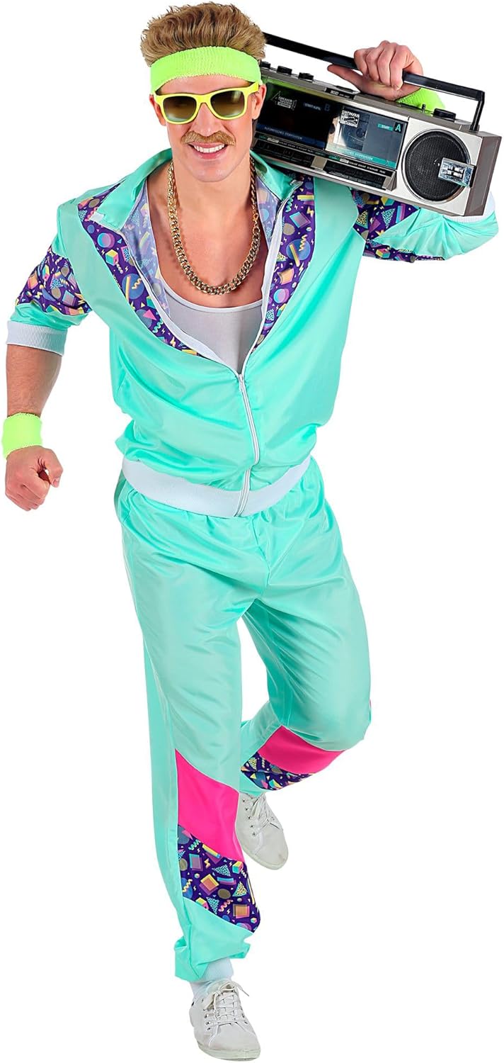 W WIDMANN MILANO Party Fashion - Kostüm Trainingsanzug, 80er Jahre Outfit, Jogginganzug, Bad Taste O