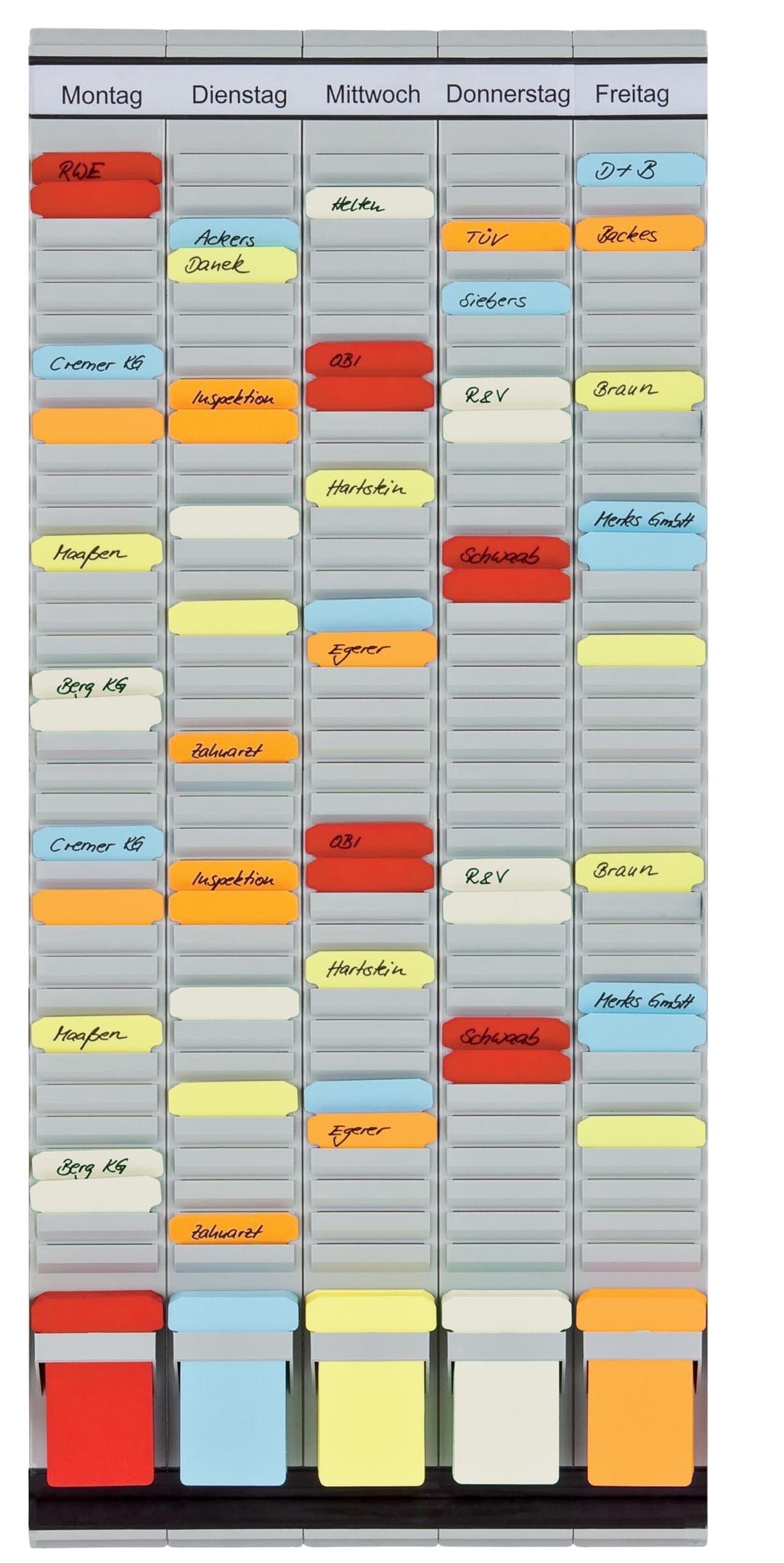 FRANKEN T-Kartentafel 5-Tage Wochenplaner, 31,5 x 78 cm, 5 Träger, 35 Schlitze, PV-SET2 5 Spalten x