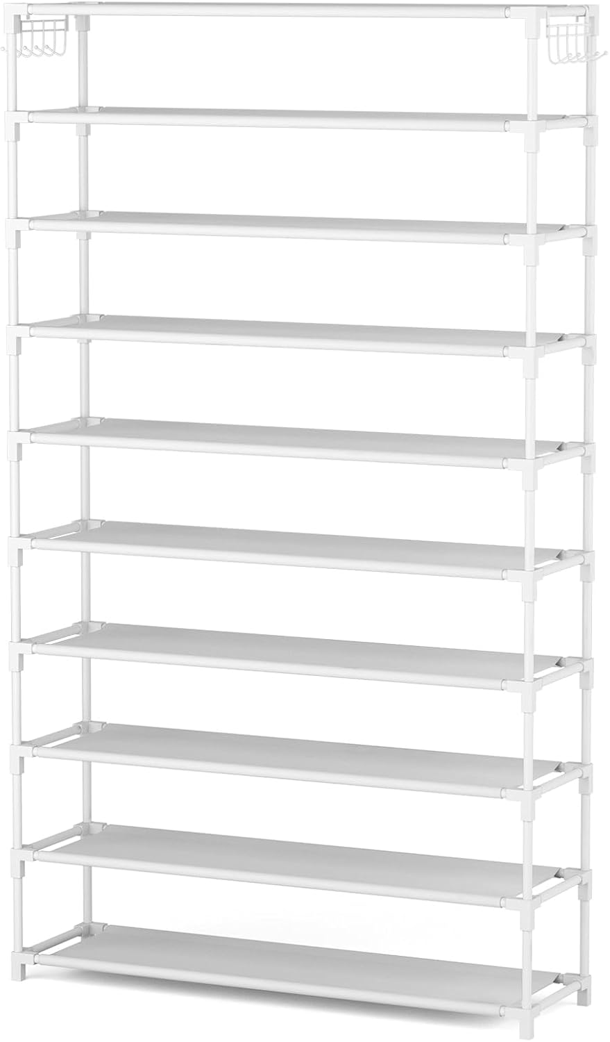 Schuhregal 10 Ebenen, Schuhschrank Metall für 50 Paar Schuhe, Schuhorganizer 155cm Hoch, Schuhaufbew