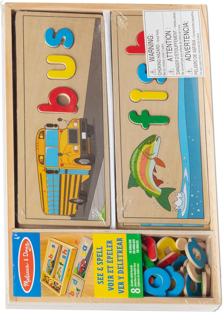 Melissa & Doug See & Spell , Spelling Game , Wooden Alphabet Letters and Words , Word Flash Cards ,