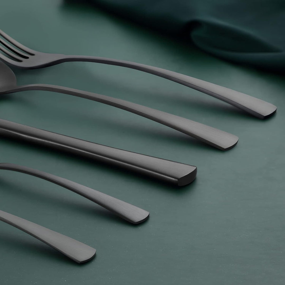 Bestdin Besteck Set 6 Personen, 30 teilig Edelstahl Besteckset Schwarz Matt, Essbesteck Set mit Mess