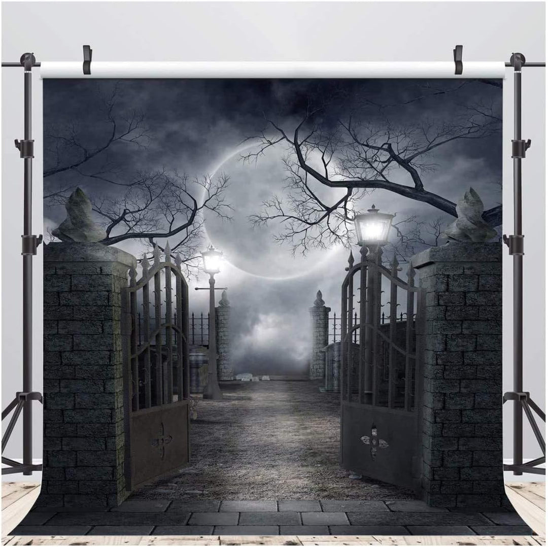 AIIKES 8x8FT Retro-Stil Halloween-Thema Malerei Vinyl Fotografie Hintergrund Schwarz Fotografie Hint