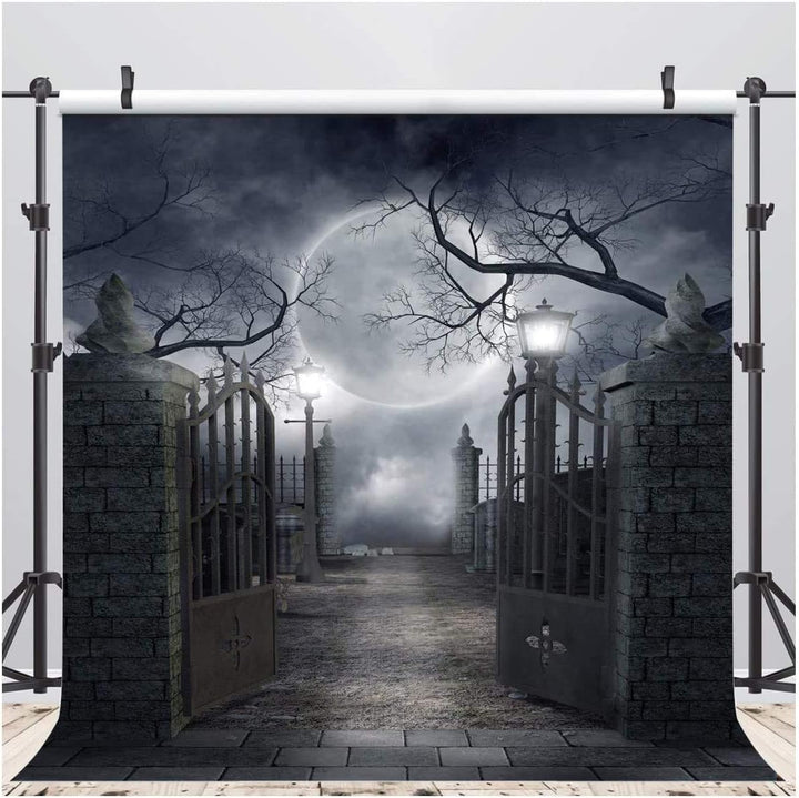 AIIKES 8x8FT Retro-Stil Halloween-Thema Malerei Vinyl Fotografie Hintergrund Schwarz Fotografie Hint