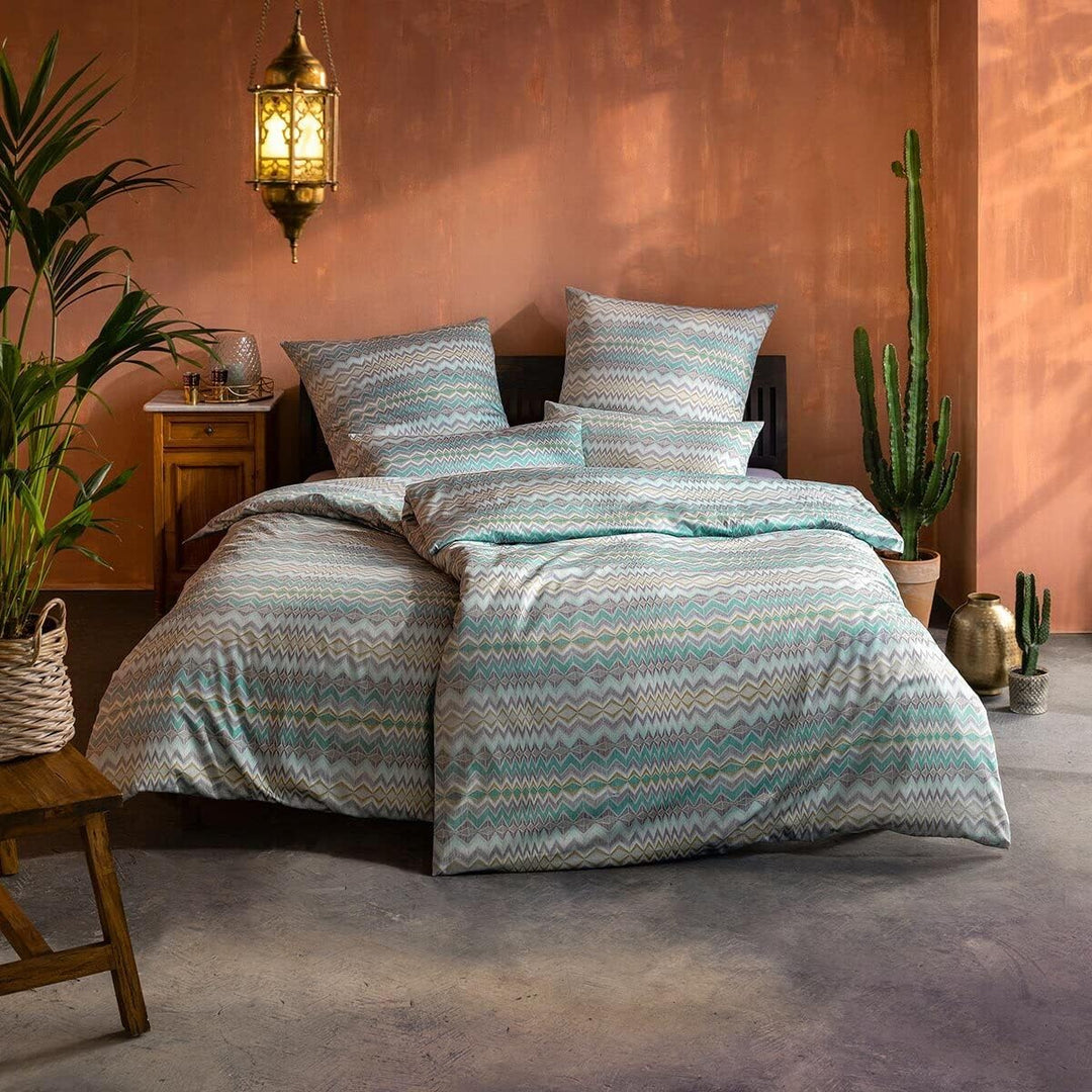 ESTELLA Mako-Satin Bettwäsche Nuria Mint 1 Bettbezug 155 x 220 cm + je 1 Kissenbezug 80 x 80 cm + 40