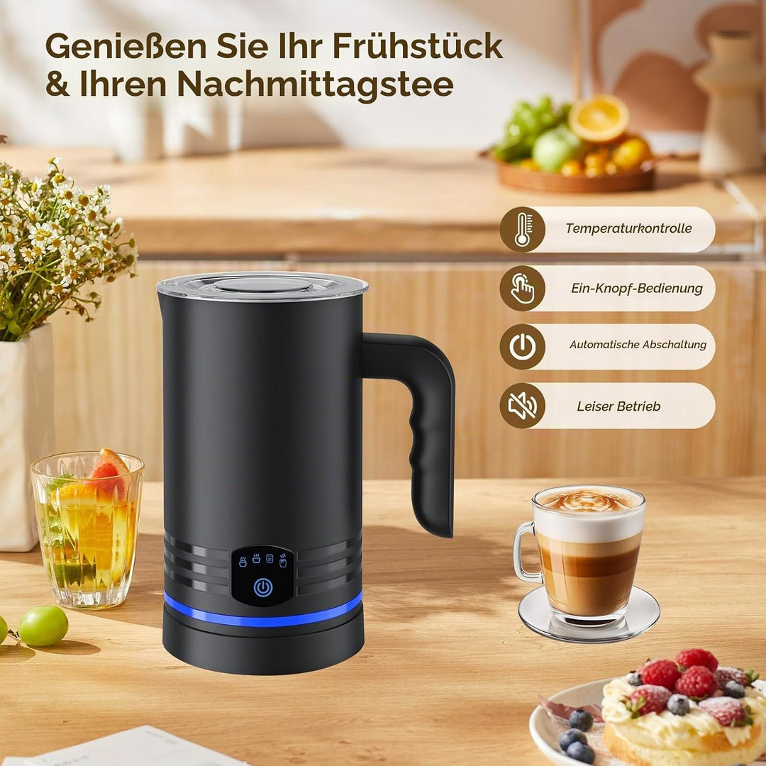Milchaufschäumer Elektrisch 4 in 1,430ml Grosses AutomatischerMilchschäumer,Geräuschloser,Abschaltun