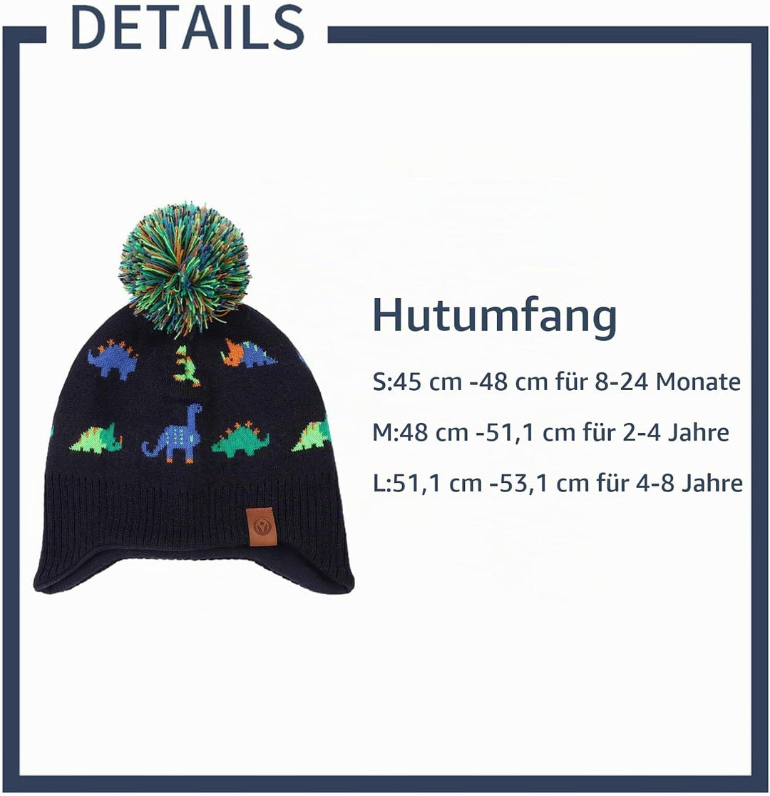 XIAOHAWANG Baby Strickmütze Winter Babymütze Junge Warme Kindermütze Junge Beanie Mütze Dicke Winter