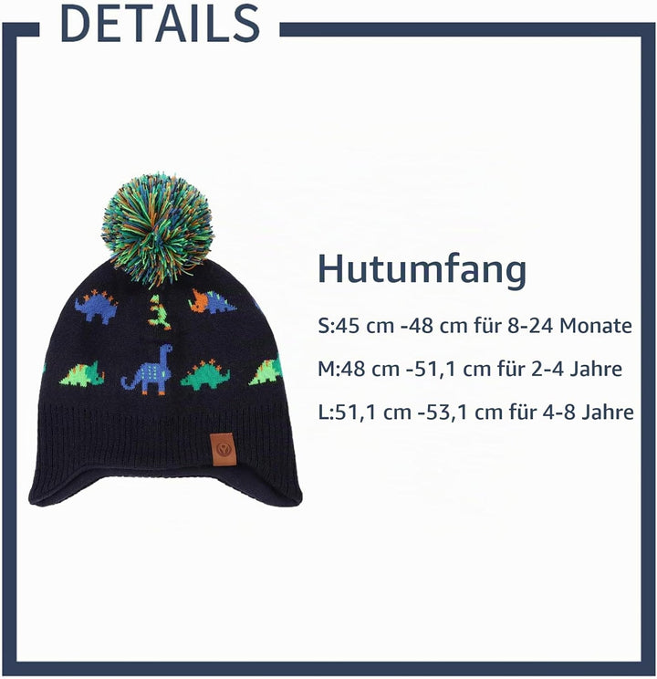 XIAOHAWANG Baby Strickmütze Winter Babymütze Junge Warme Kindermütze Junge Beanie Mütze Dicke Winter