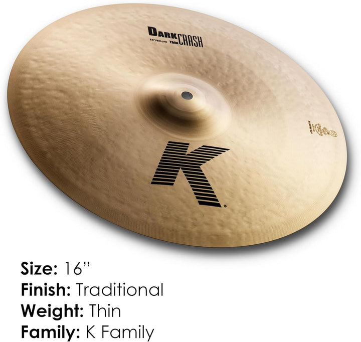 Zildjian K Zildjian Series - 16" Dark Crash Thin Cymbal 16 Zoll Dark Thin, 16 Zoll Dark Thin