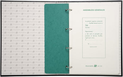Reliure Registre 29,7x21cm 4 Anneaux avec Recharge (5419e) - Deliberations Assemblees Générales