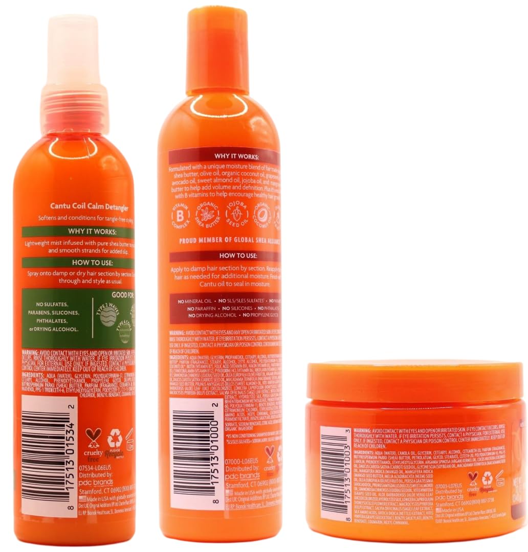 Cantu Curl Control Combo - Feuchtigkeitsspendende Activator Creme 355 Ml, Coconut Curling Cream 340
