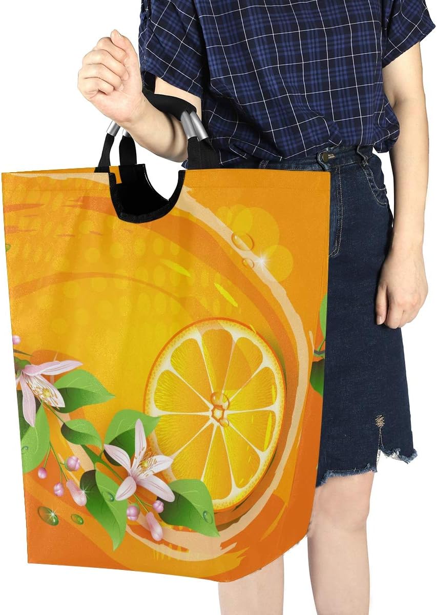 Sommer Orange Gelb Grosser Wäschekorb Faltbar Wasserdicht Wäschesammler Vorratsbehälter Laundry Bask