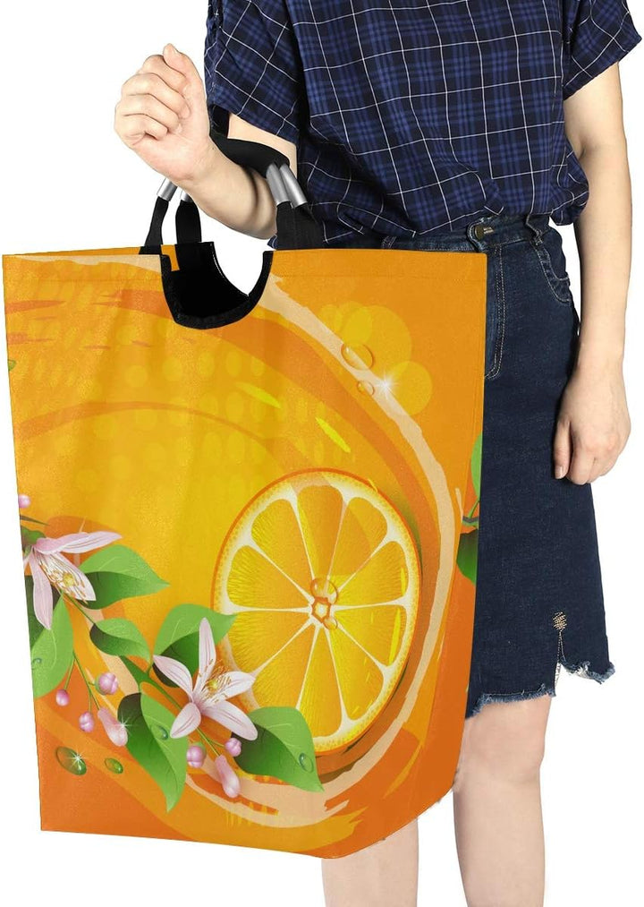 Sommer Orange Gelb Grosser Wäschekorb Faltbar Wasserdicht Wäschesammler Vorratsbehälter Laundry Bask