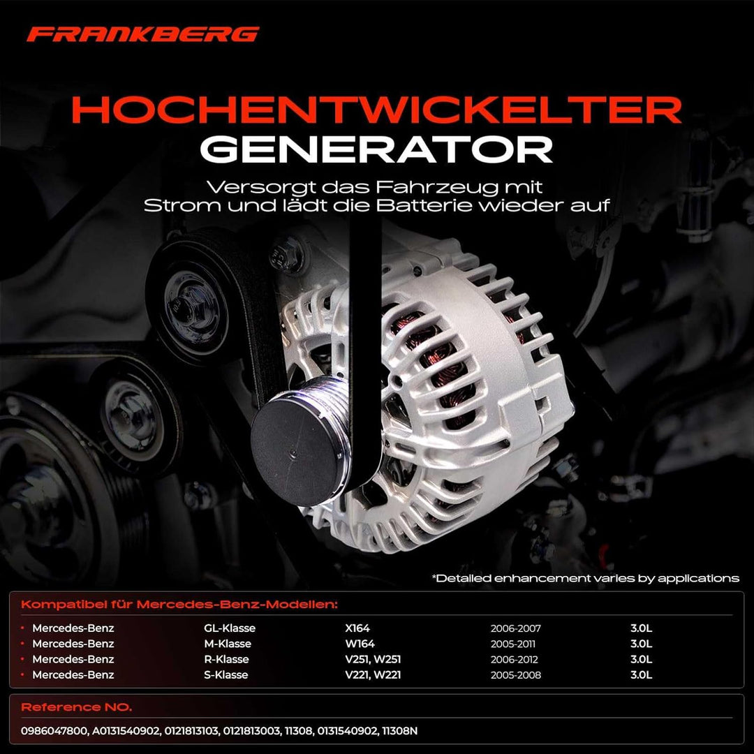 Frankberg Lichtmaschine Generator Kompatibel mit GL-Klasse X164 2006-2007 M-Klasse W164 2005-2011 R-