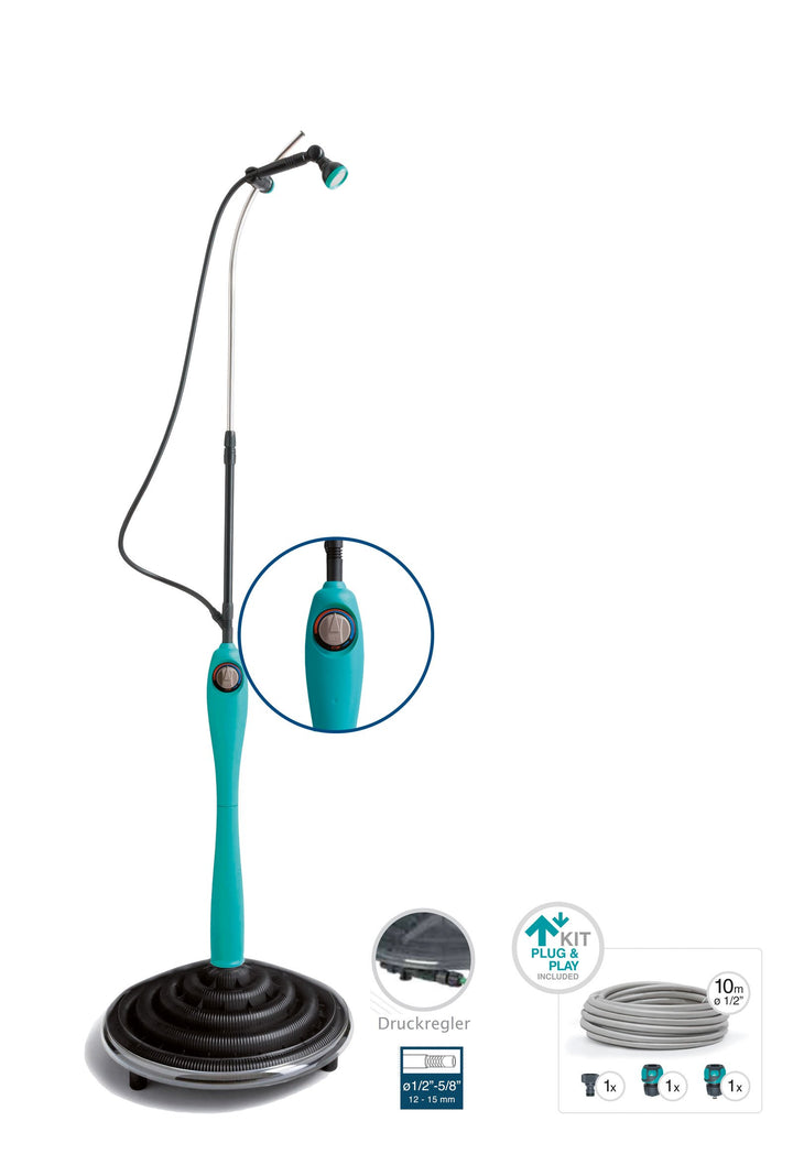 G.F Solardusche Sunny Premium, Blaue Gartendusche mit UV-beständigem Wassertank - Pooldusche mit ind
