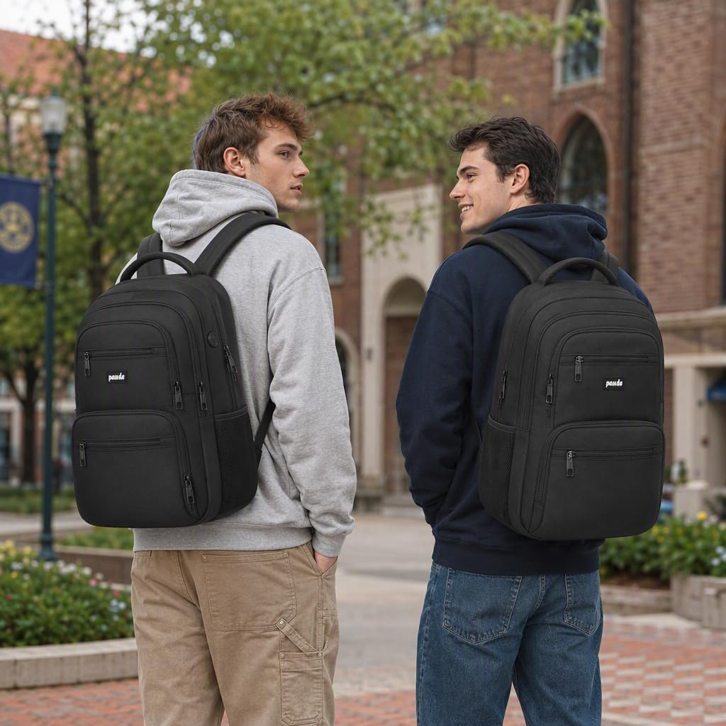 Paude Schwarz Rucksack, Laptop Schulrucksack für Teenager Erwachsene, Grosse Tasche Rucksack für Hig