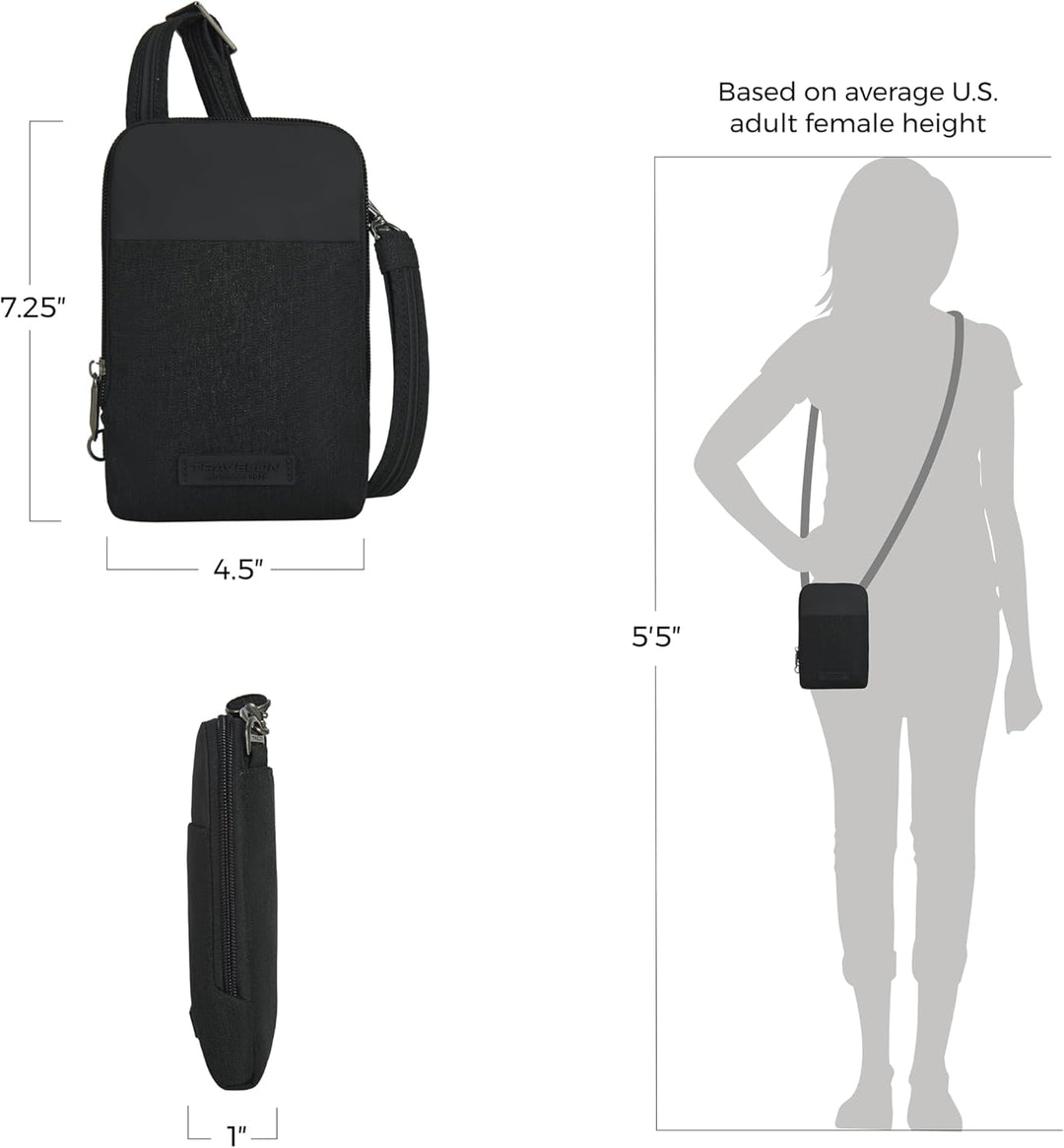 Travelon Unisex-Adult Mini Diebstahlschutz Umhängetasche Schwarz, Schwarz