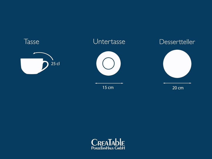 CreaTable, 16736, Serie Chef Collection WEISS, Geschirrset, Kaffeeservice 18 teilig Kaffeeservice 18