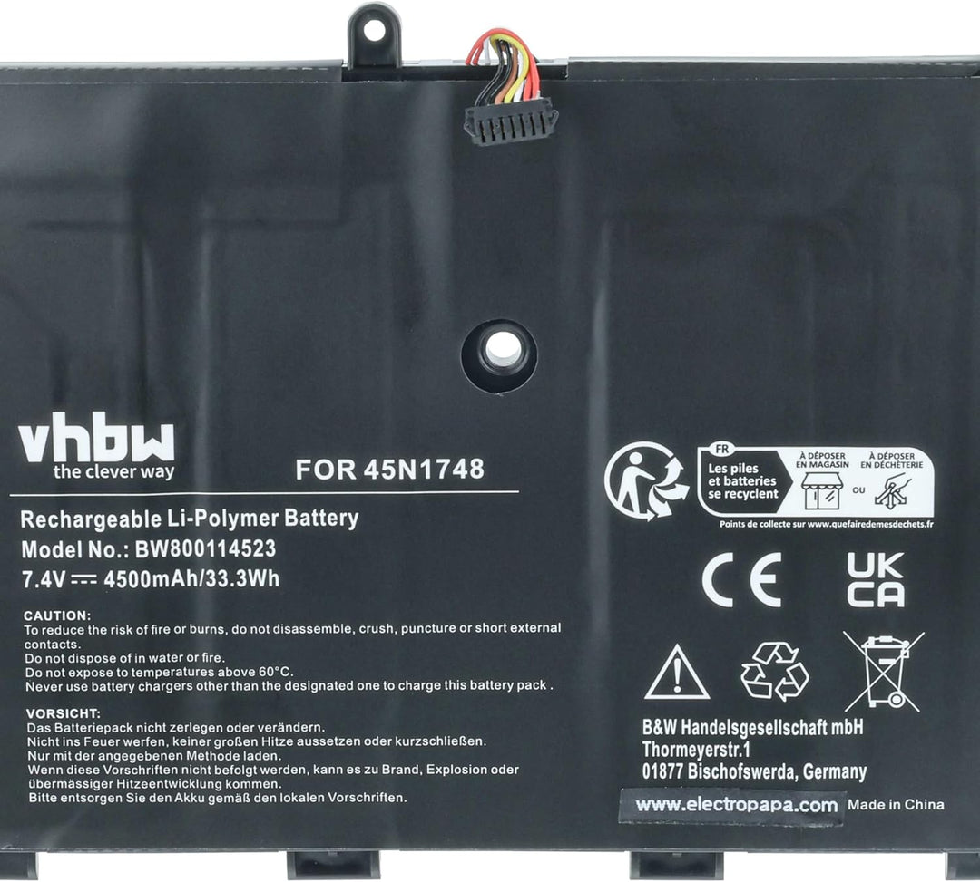 vhbw Akku kompatibel mit Lenovo ThinkPad 11e (20DA-A0009AU), 11e (20DA-A000AAU) Notebook (4500mAh, 7